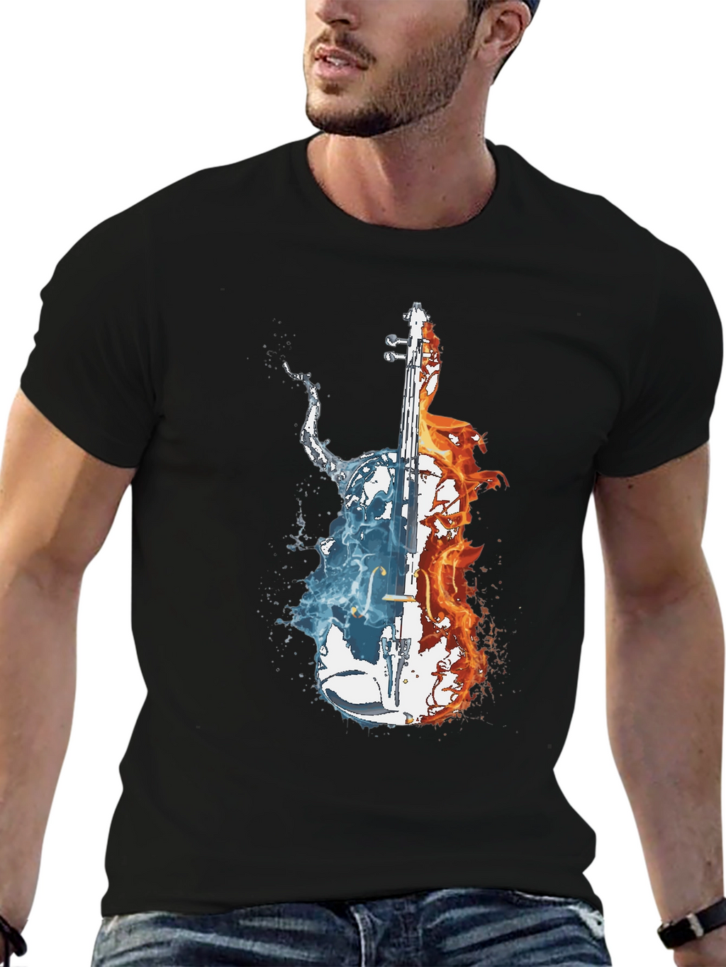 Fire and Water Cello Graphic Tee