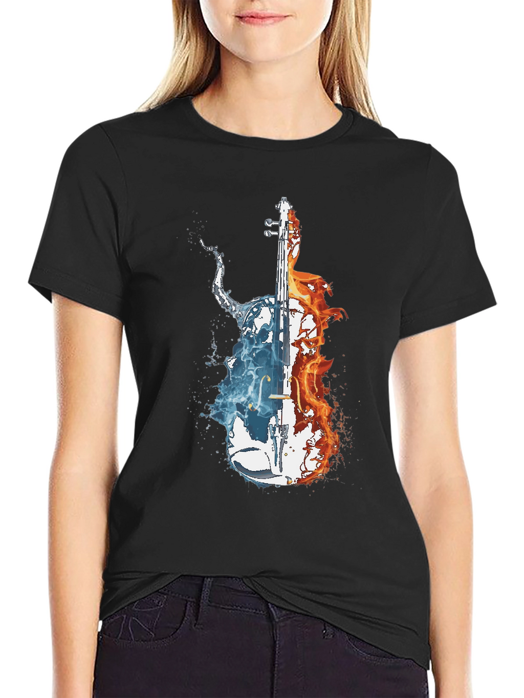 Fire and Water Cello Graphic Tee