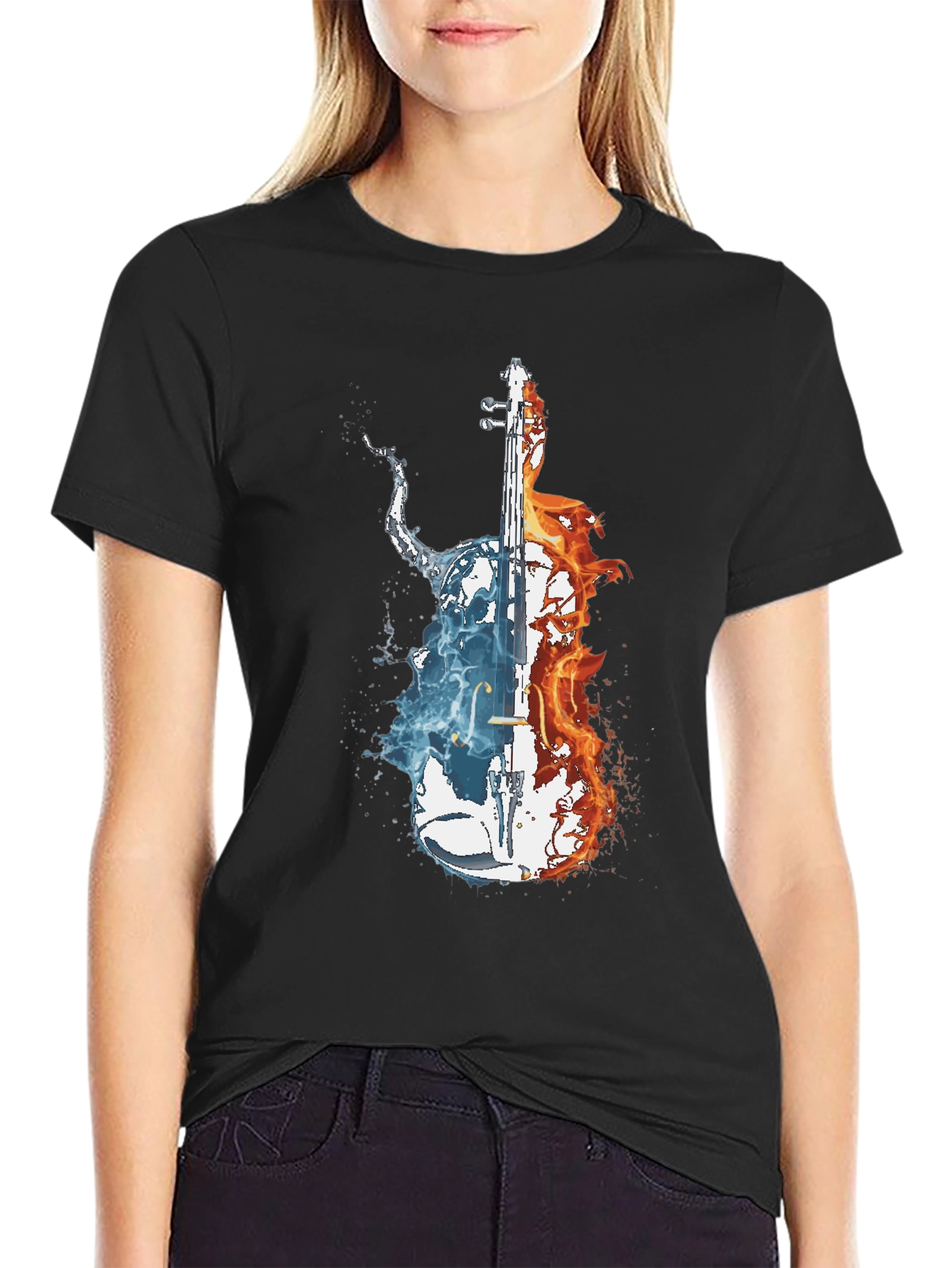 Fire and Water Cello Graphic Tee