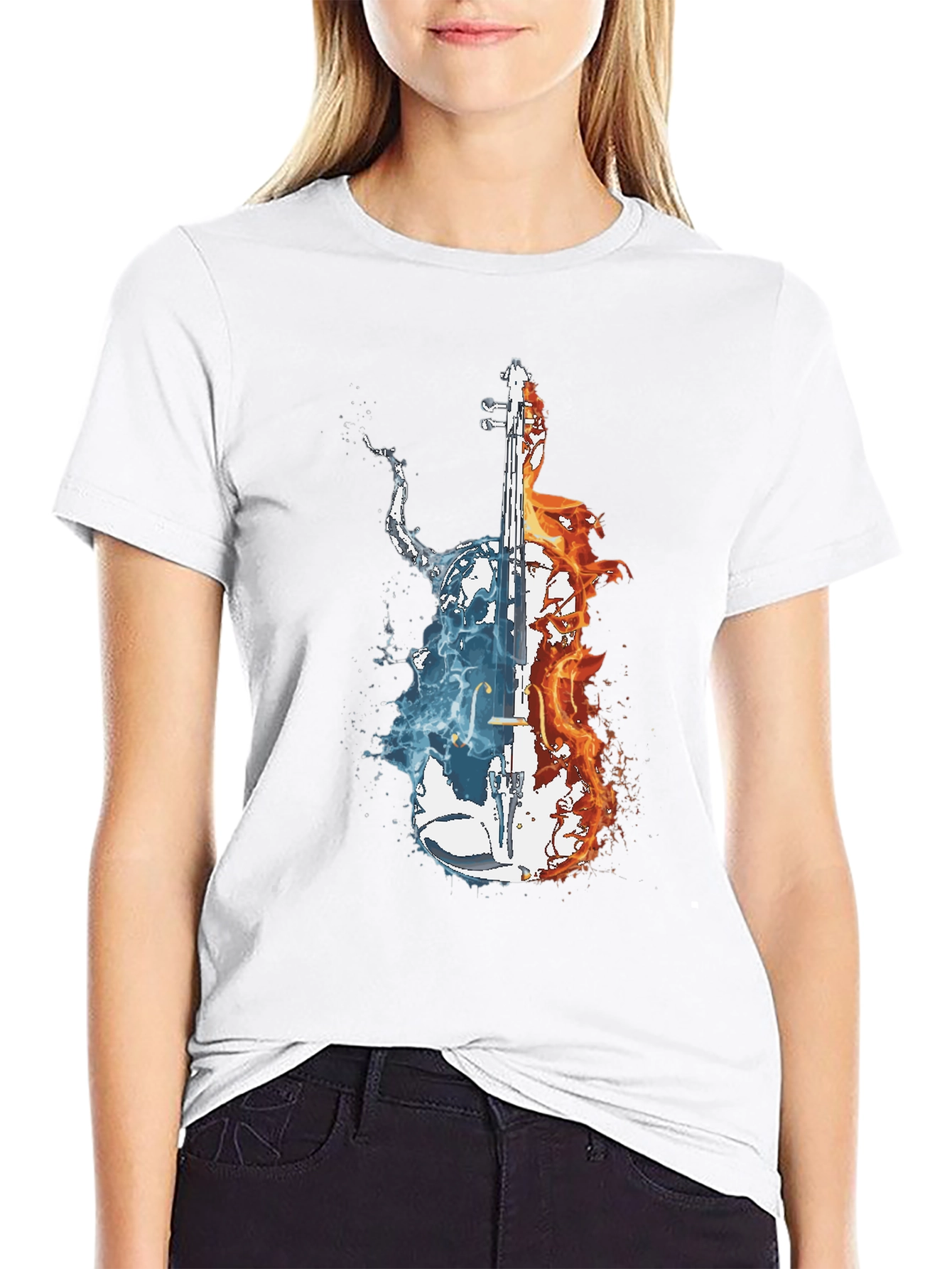 Fire and Water Cello Graphic Tee