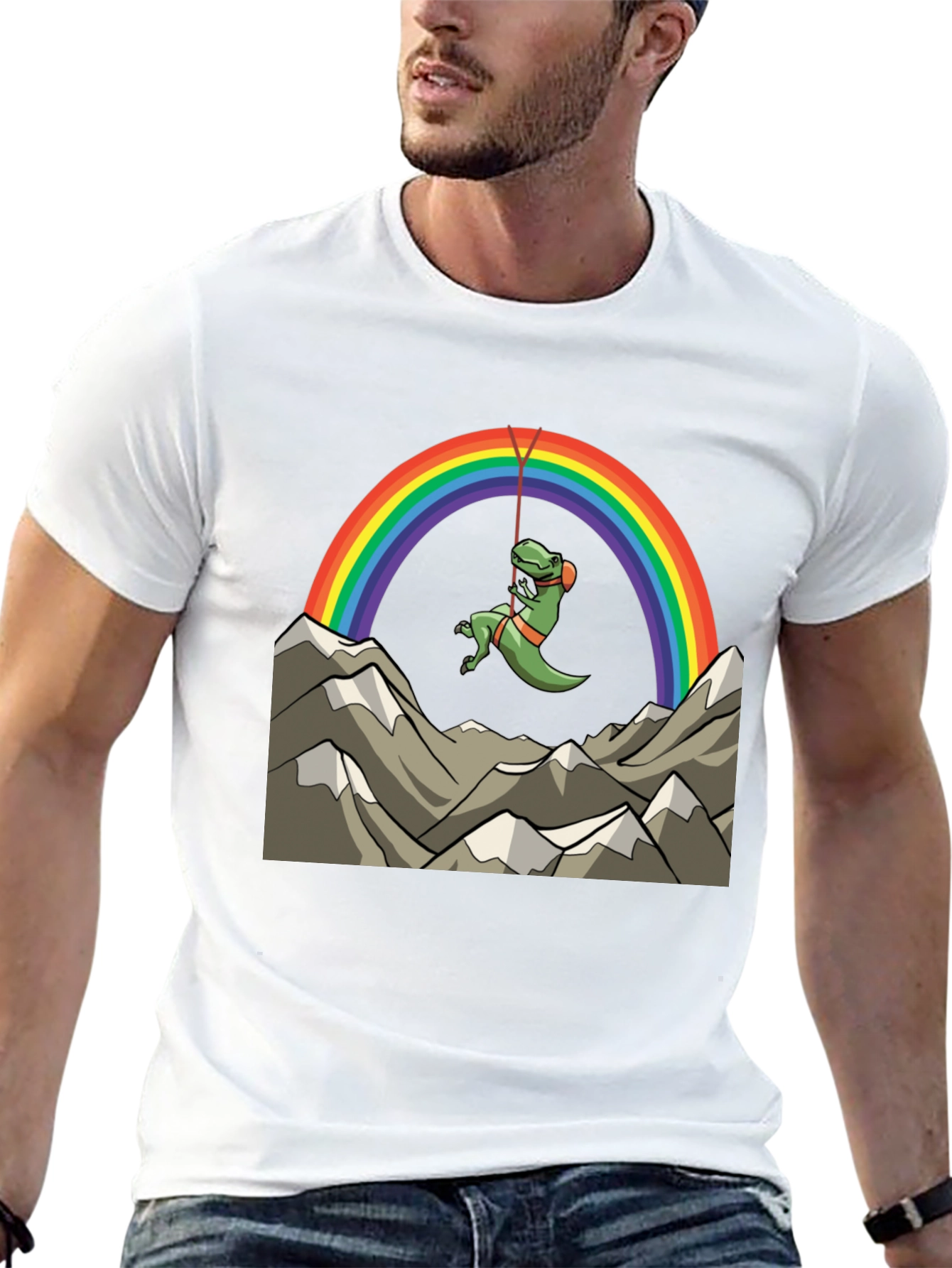 Dino Climber T-Shirt - Rainbow Mountain Adventure Tee