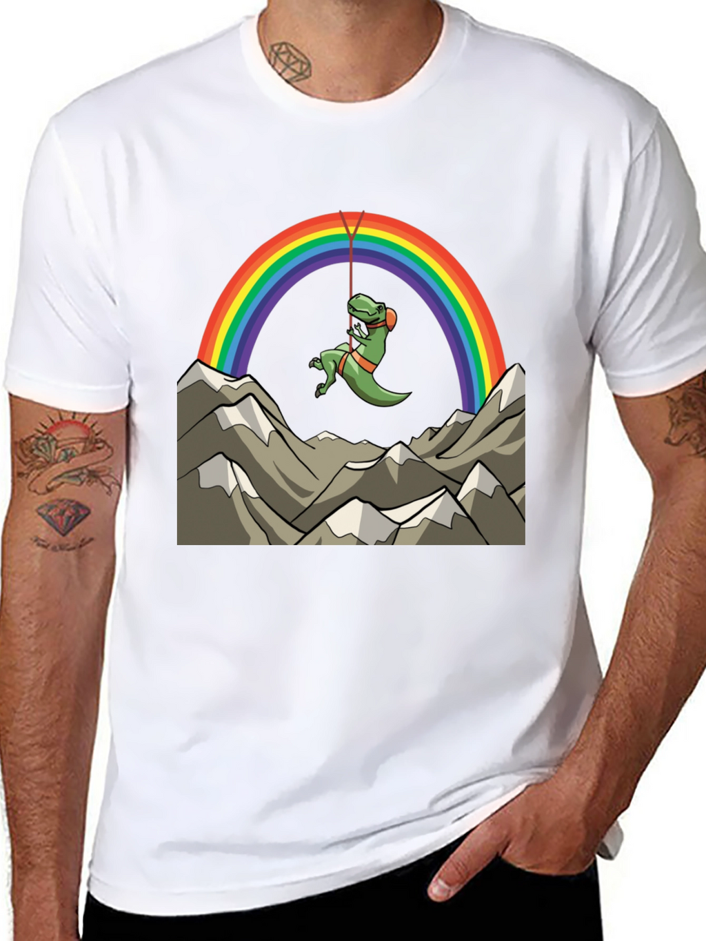 Dino Climber T-Shirt - Rainbow Mountain Adventure Tee
