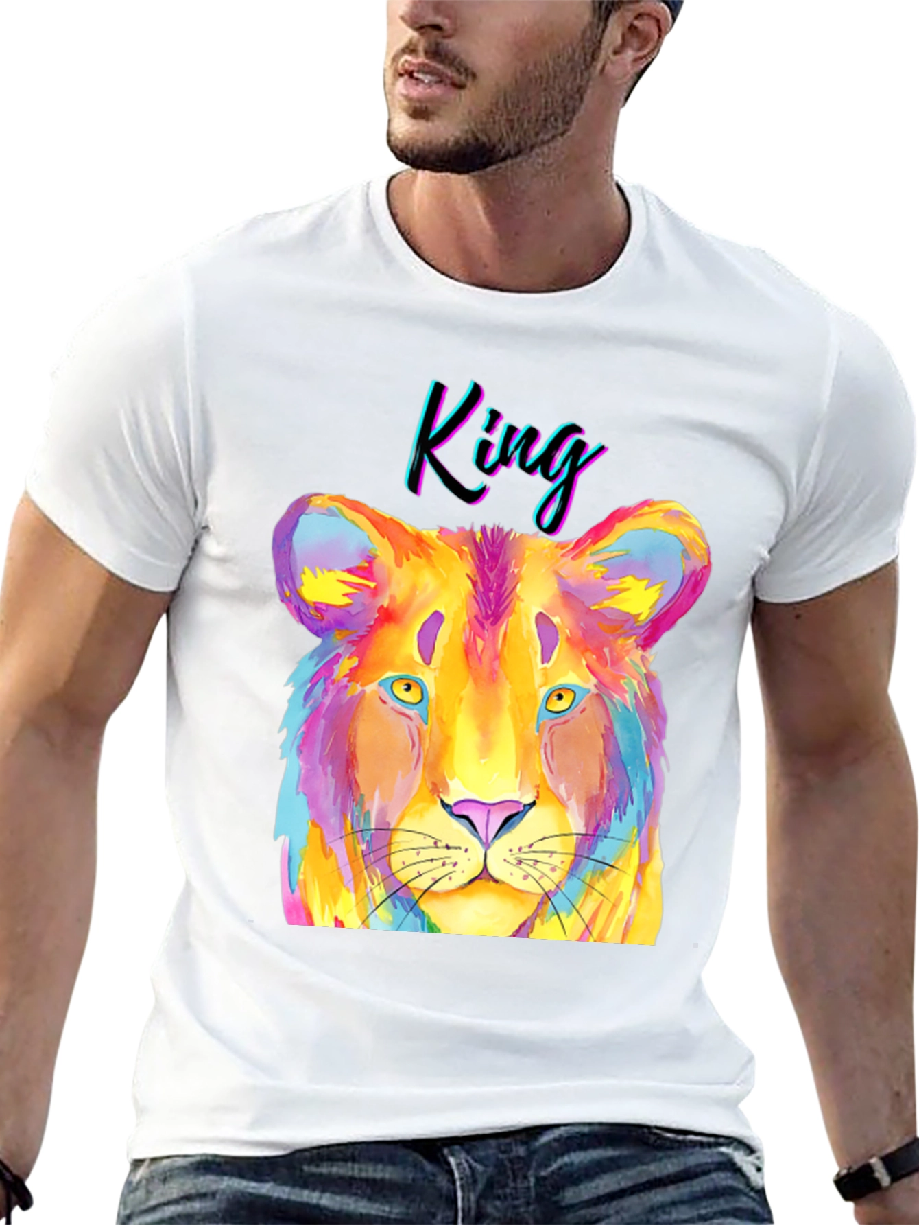 Colorful Lion King Graphic T-Shirt