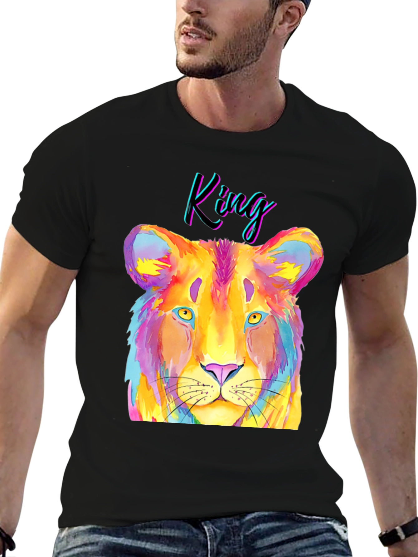 Colorful Lion King Graphic T-Shirt