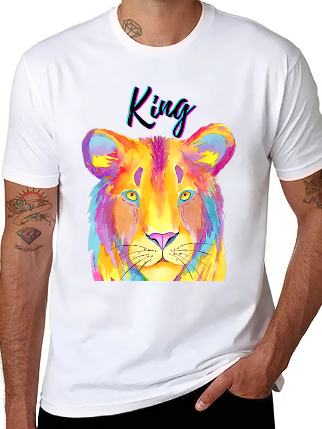 Colorful Lion King Graphic T-Shirt