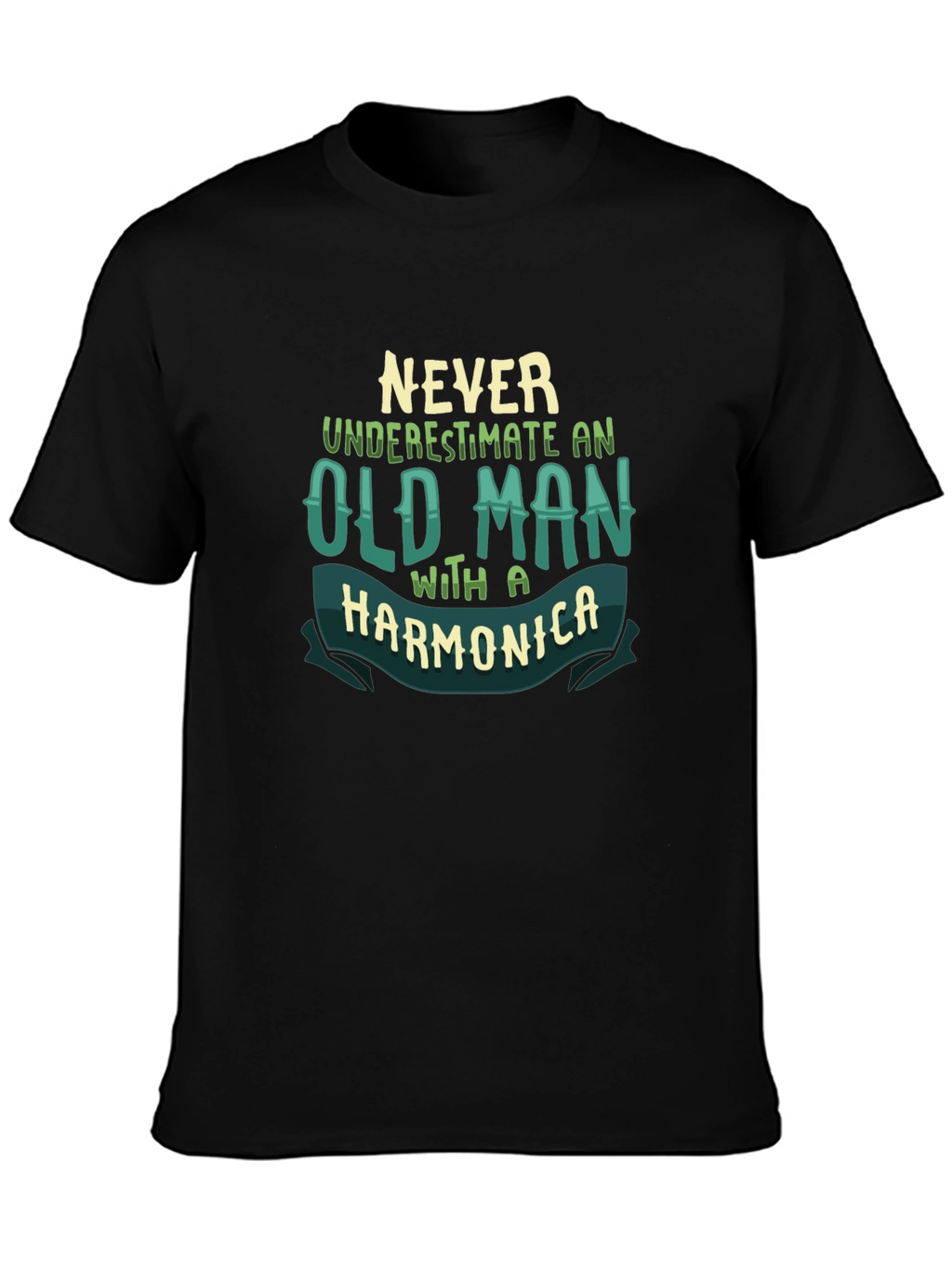 Never Underestimate Old Man Harmonica T-Shirt