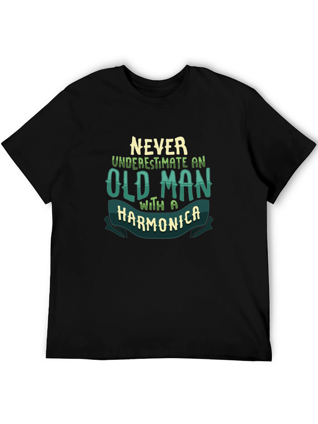 Never Underestimate Old Man Harmonica T-Shirt
