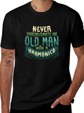 Never Underestimate Old Man Harmonica T-Shirt