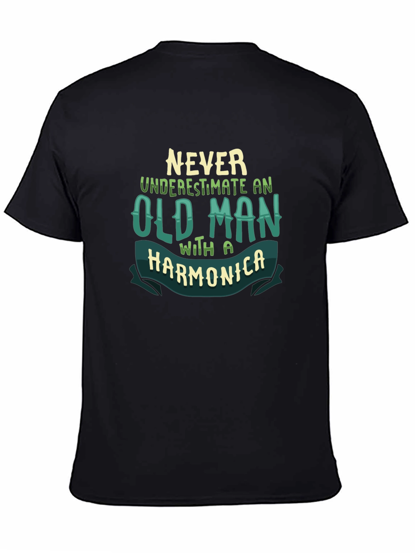 Never Underestimate Old Man Harmonica T-Shirt