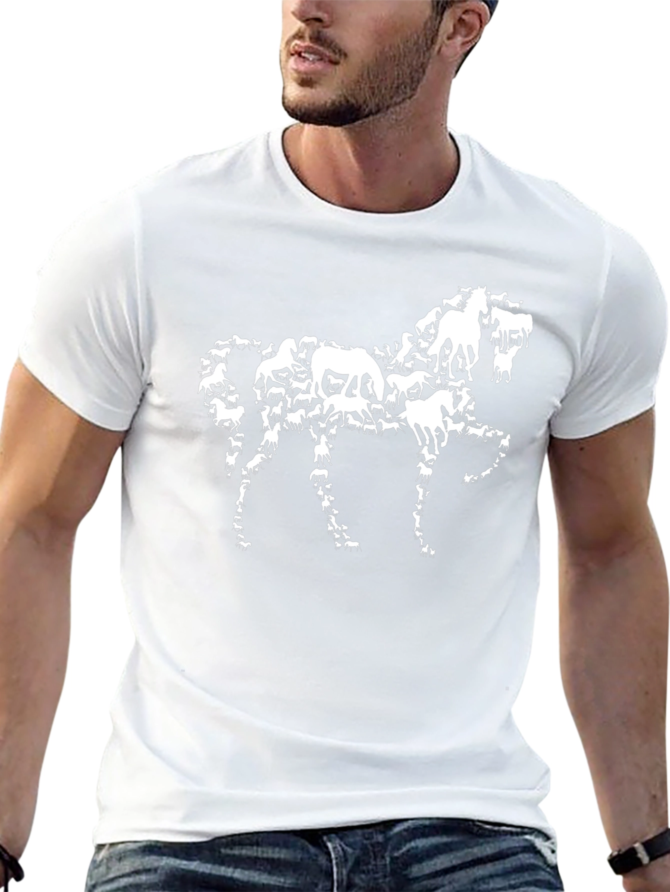 Horse Silhouette Graphic Tee - Black