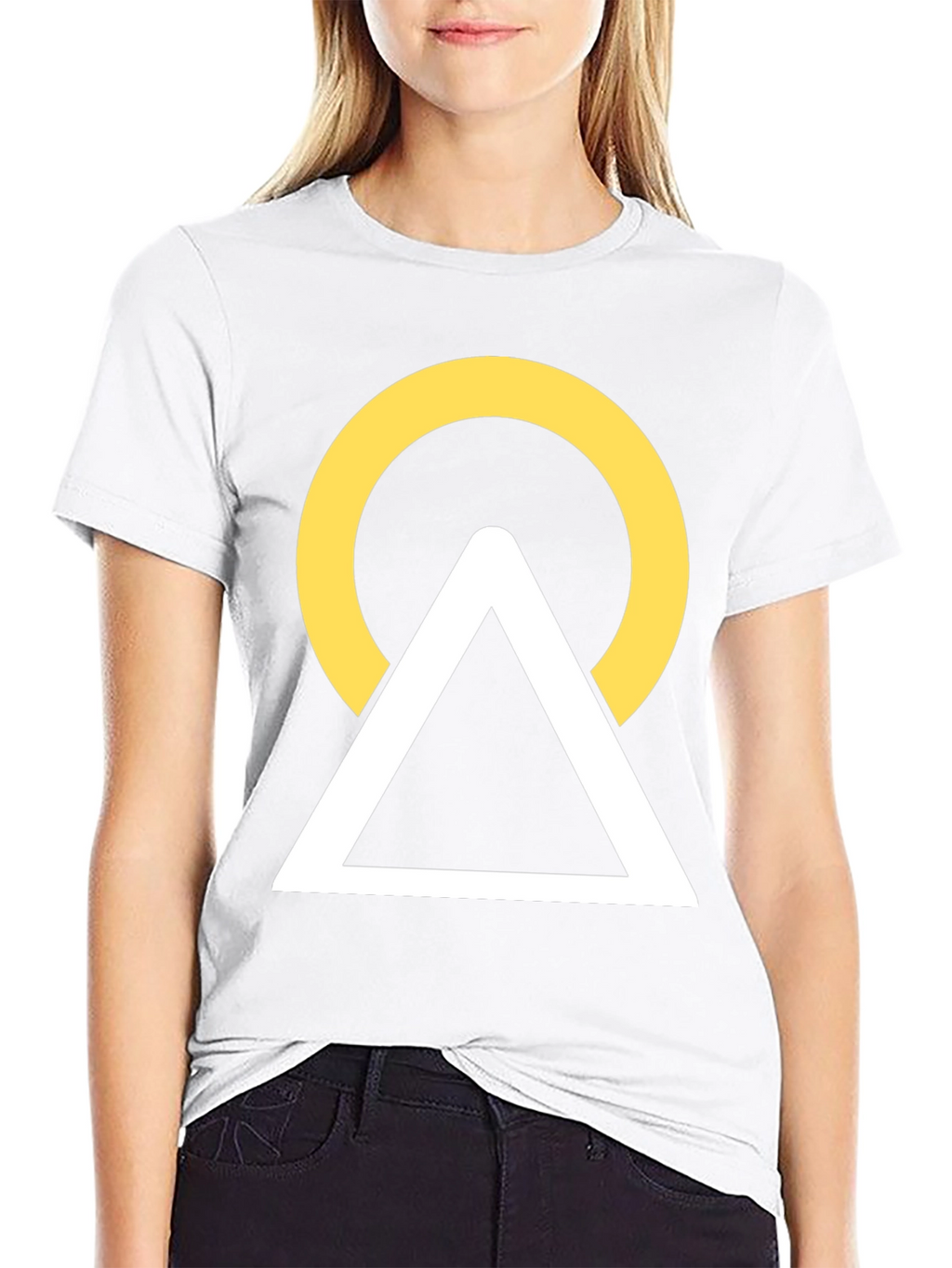 Geometric Graphic Tee - Circle Triangle Design