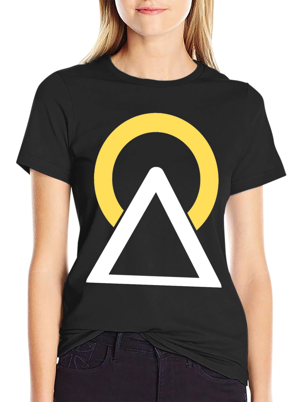 Geometric Graphic Tee - Circle Triangle Design