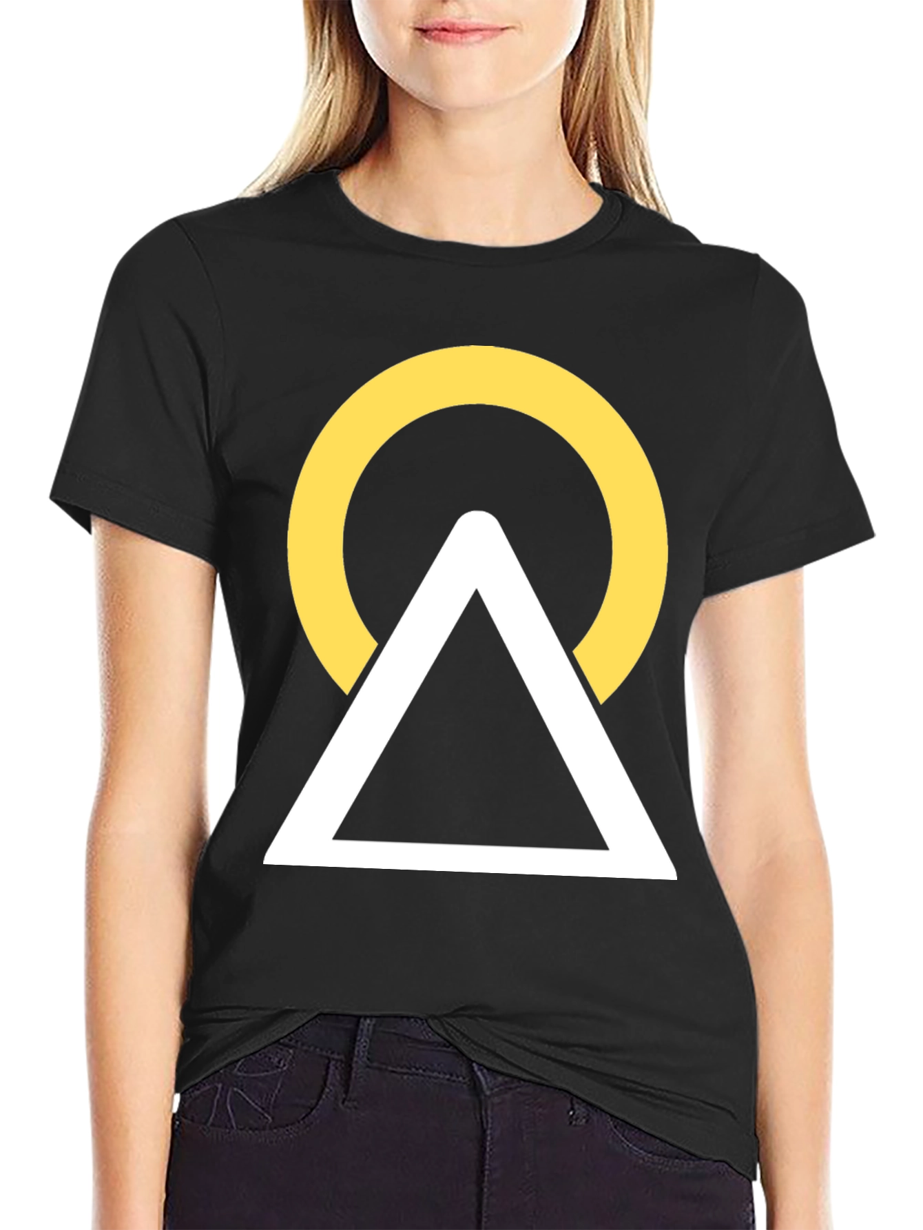 Geometric Graphic Tee - Circle Triangle Design