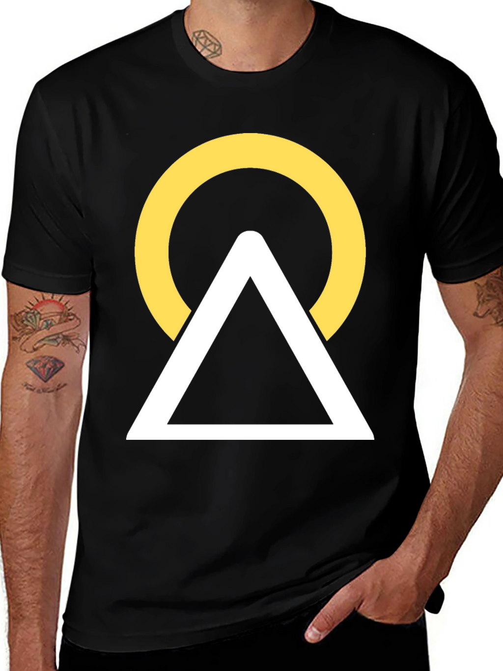 Geometric Graphic Tee - Circle Triangle Design