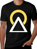 Geometric Graphic Tee - Circle Triangle Design