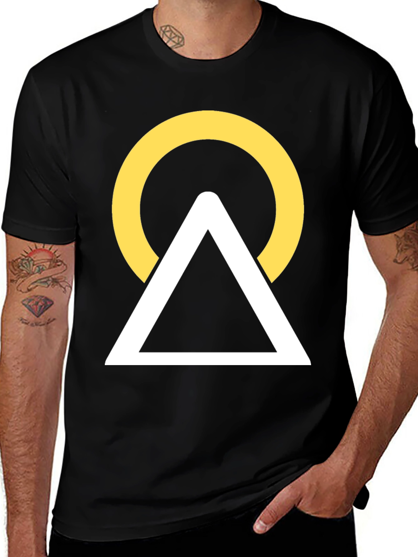 Geometric Graphic Tee - Circle Triangle Design