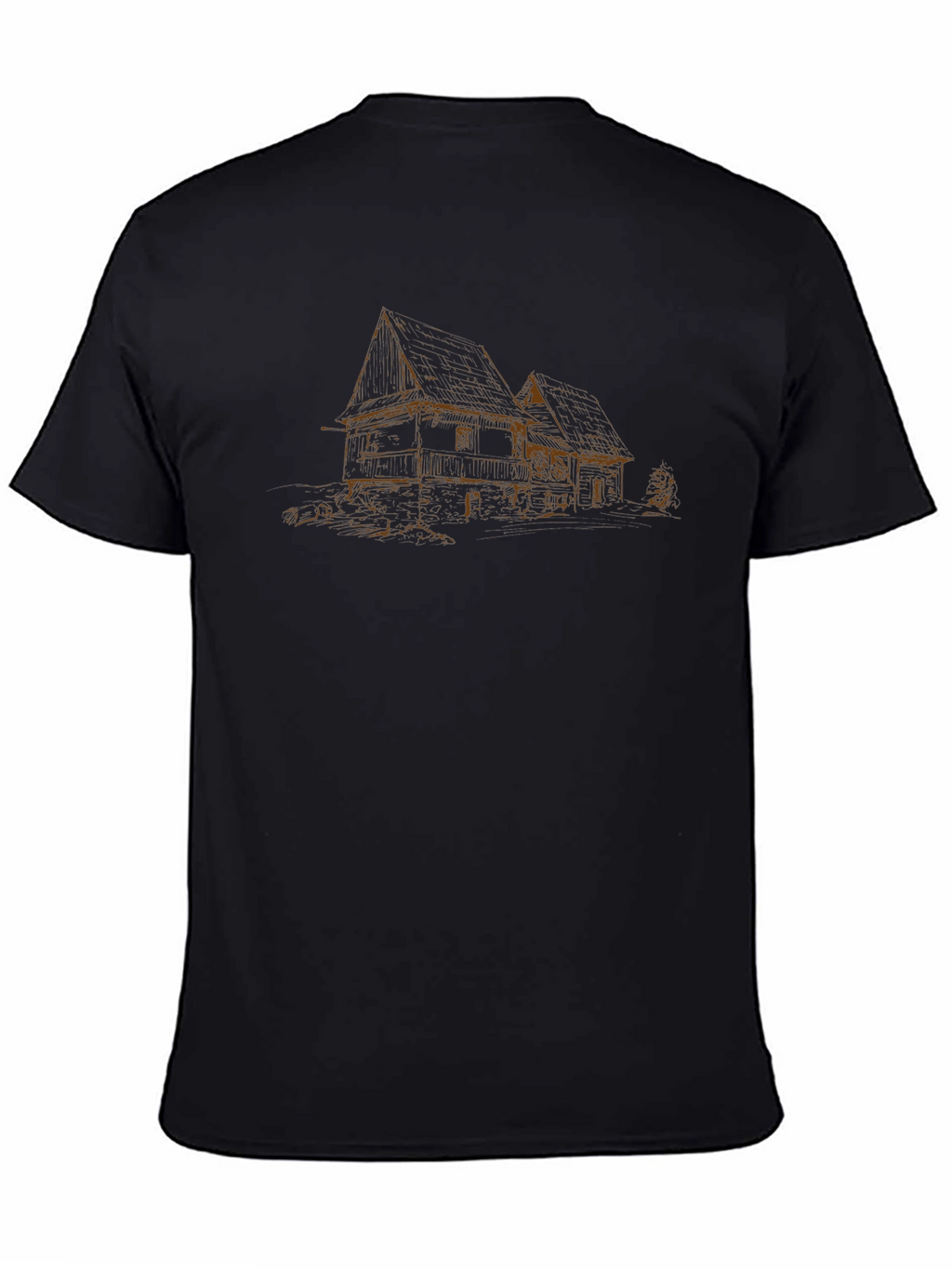 Rustic House Sketch Black Tee