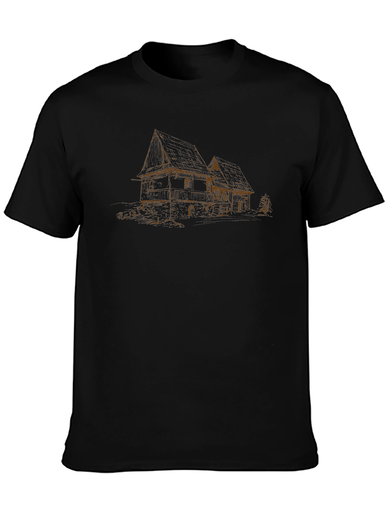 Rustic House Sketch Black Tee