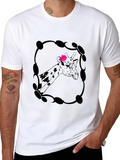 Giraffe Rose Graphic Tee - Stylish Mens Black T-Shirt