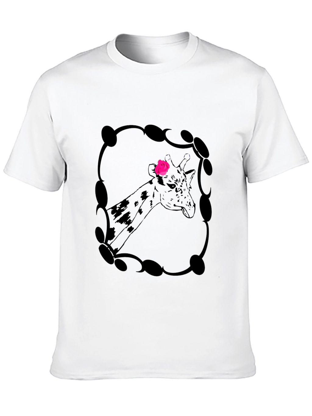 Giraffe Rose Graphic Tee - Stylish Mens Black T-Shirt