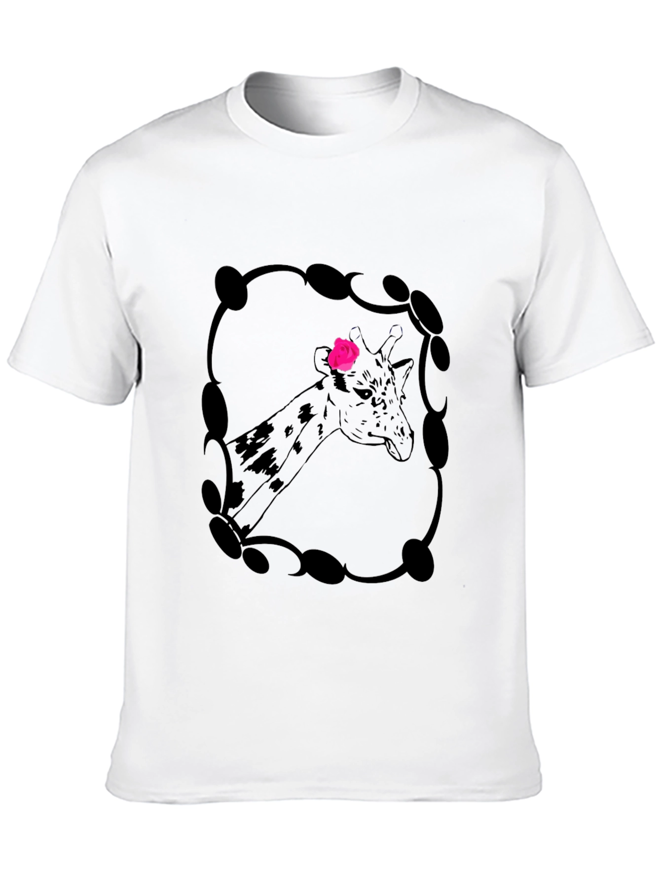 Giraffe Rose Graphic Tee - Stylish Mens Black T-Shirt