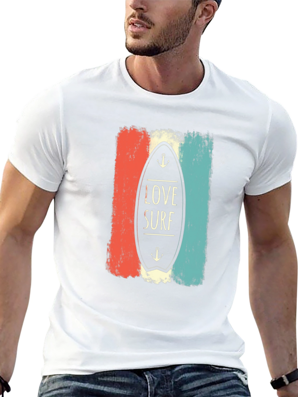 Love Surf Graphic Tee - Retro Surfboard Design T-Shirt