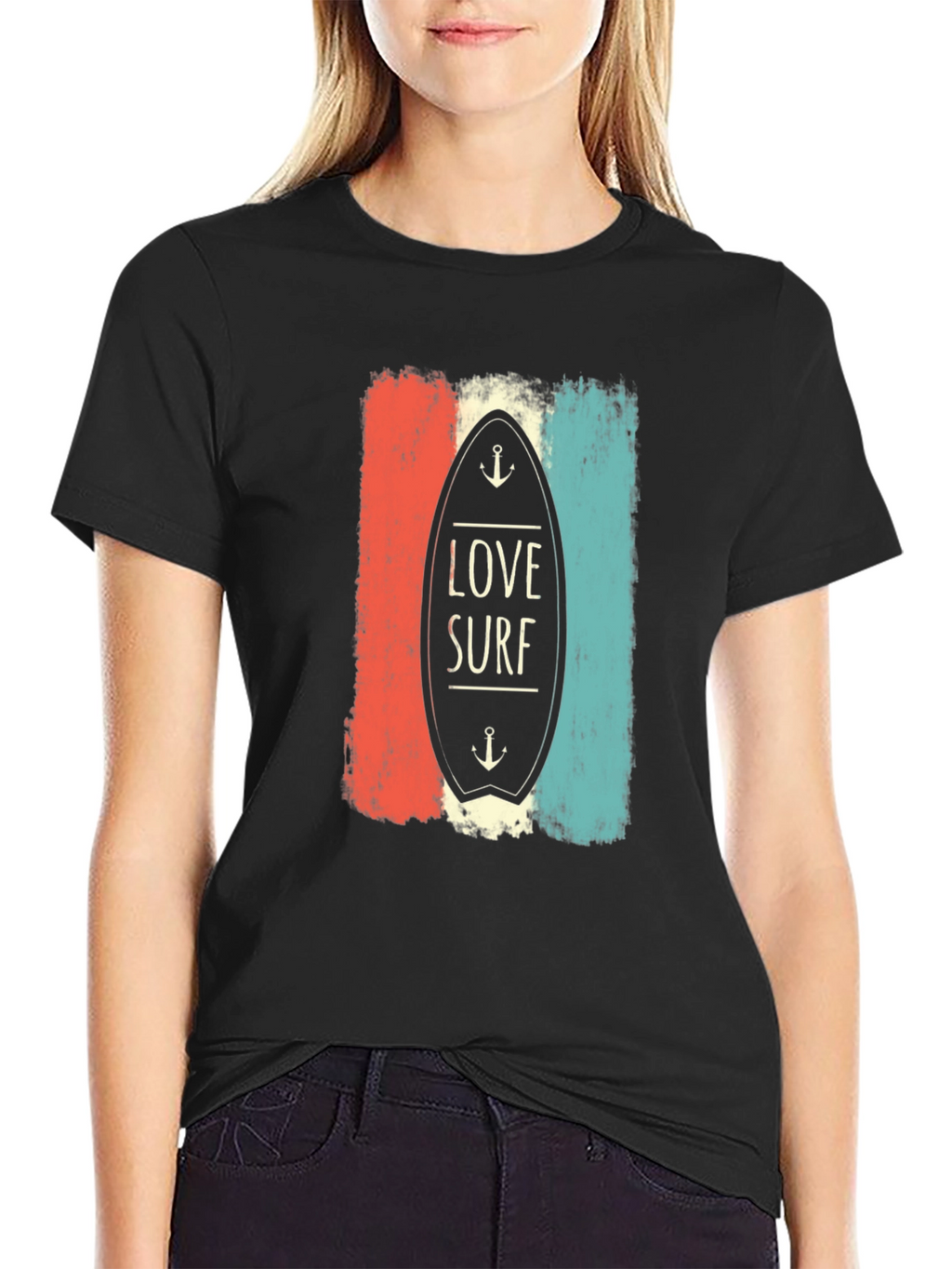 Love Surf Graphic Tee - Retro Surfboard Design T-Shirt