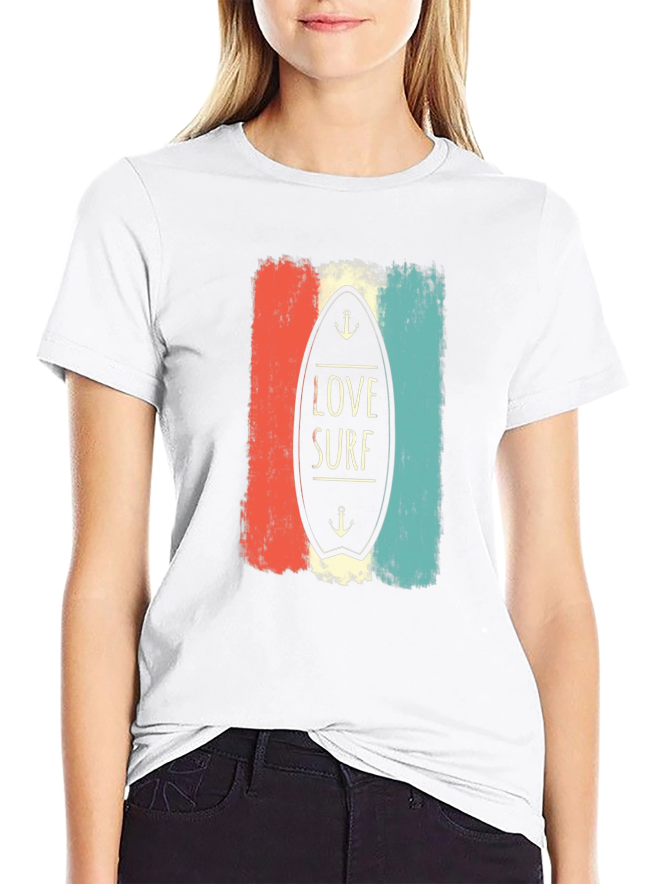 Love Surf Graphic Tee - Retro Surfboard Design T-Shirt