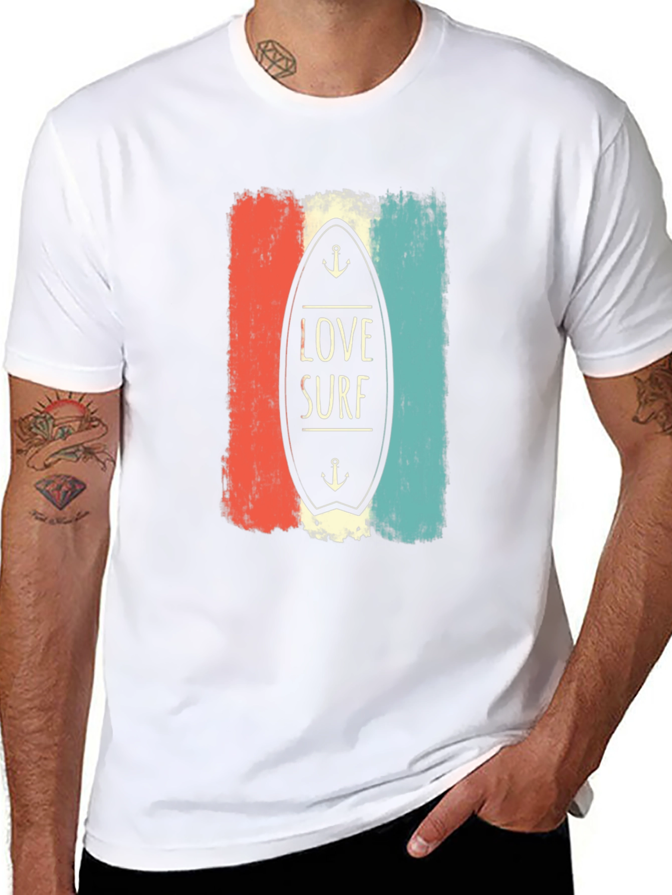 Love Surf Graphic Tee - Retro Surfboard Design T-Shirt