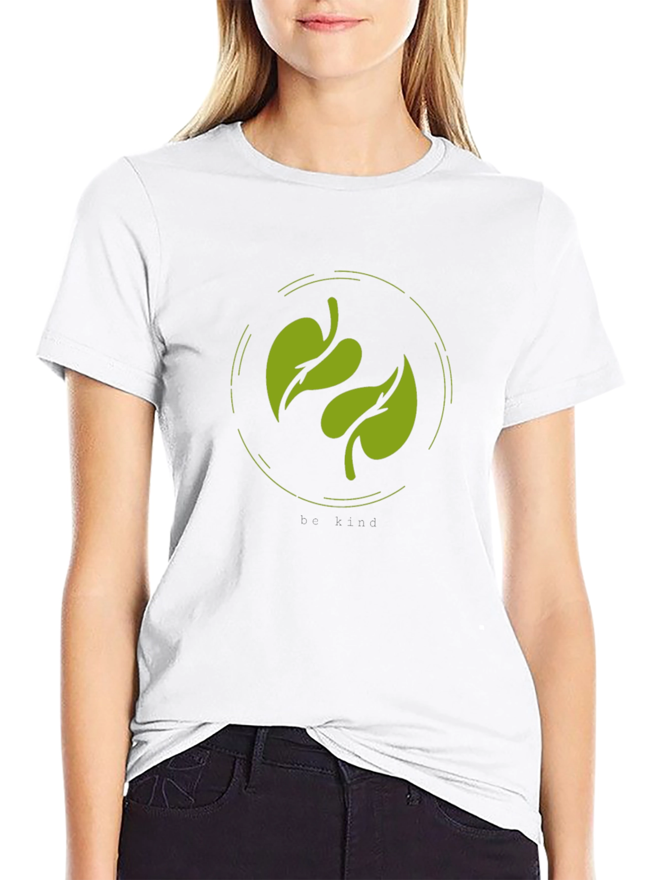 Nature Leaf Graphic Print T-Shirt - Black