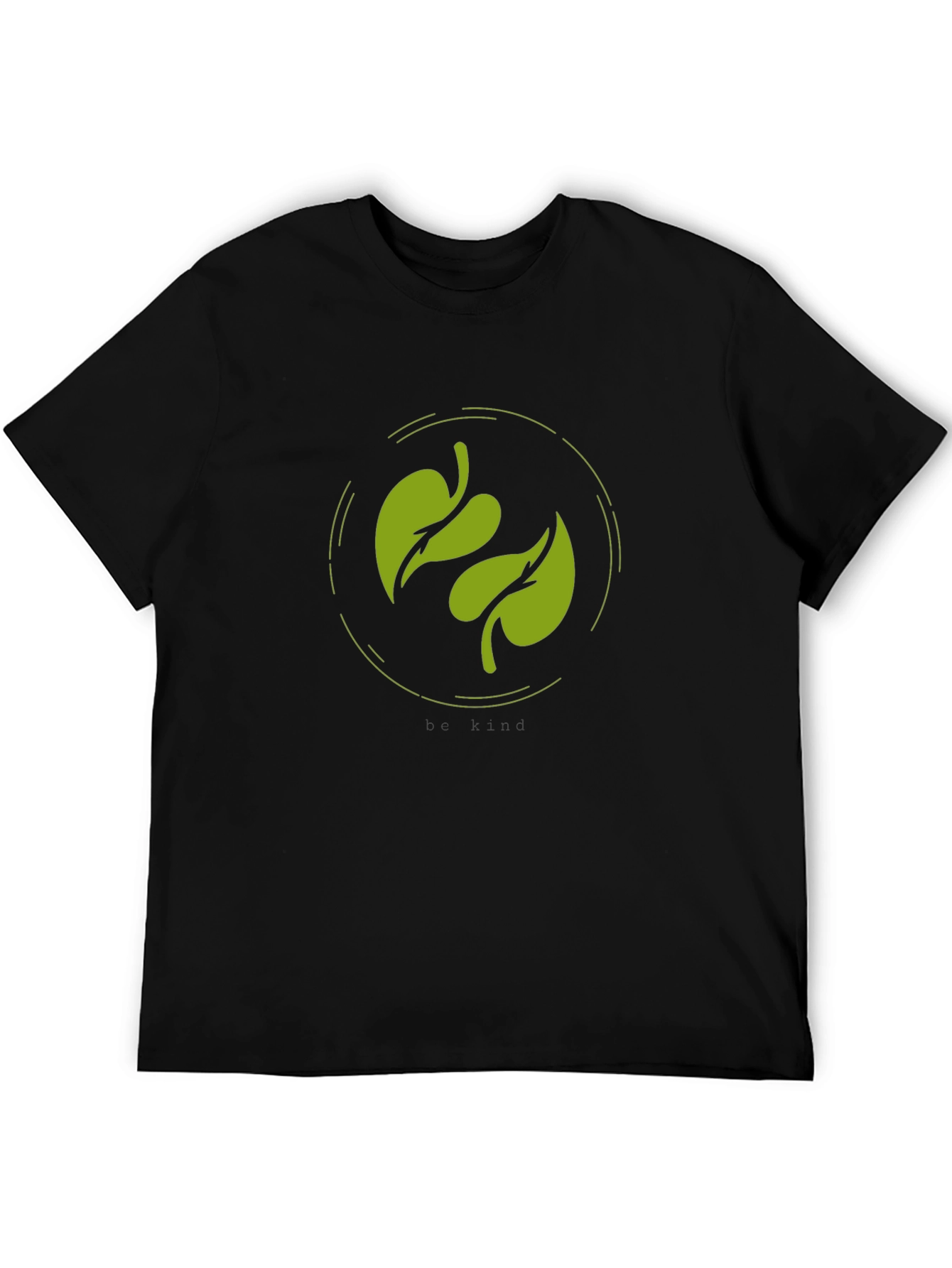 Nature Leaf Graphic Print T-Shirt - Black