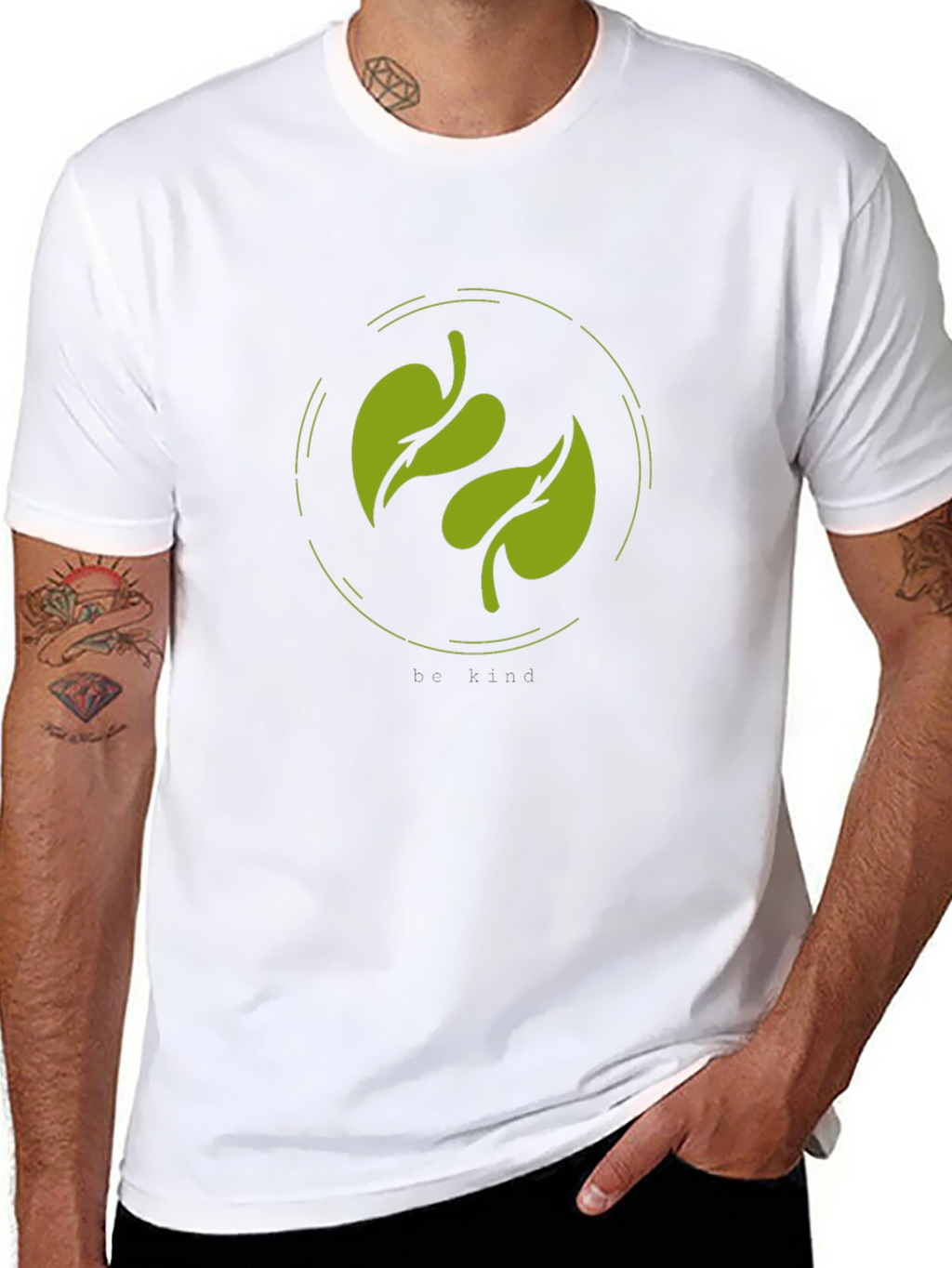 Nature Leaf Graphic Print T-Shirt - Black