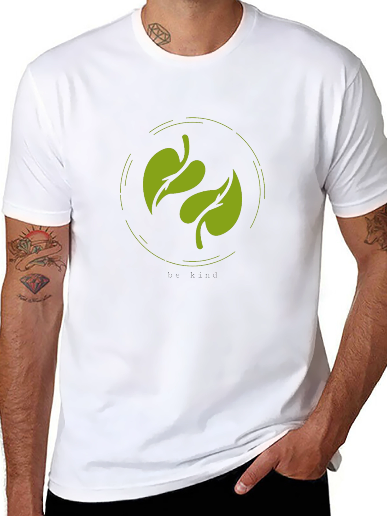 Nature Leaf Graphic Print T-Shirt - Black