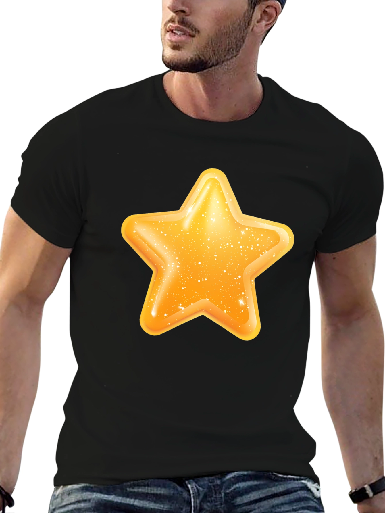 Shiny Star Graphic Black T-Shirt