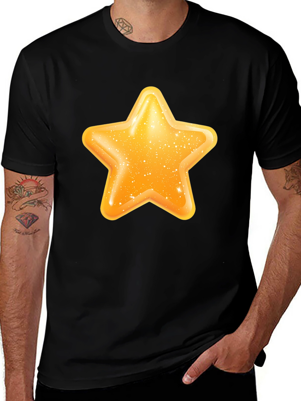 Shiny Star Graphic Black T-Shirt