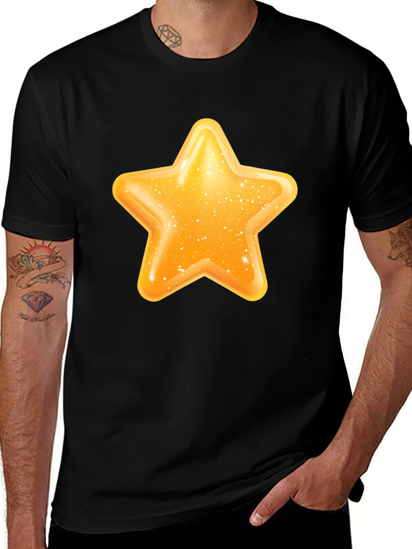 Shiny Star Graphic Black T-Shirt