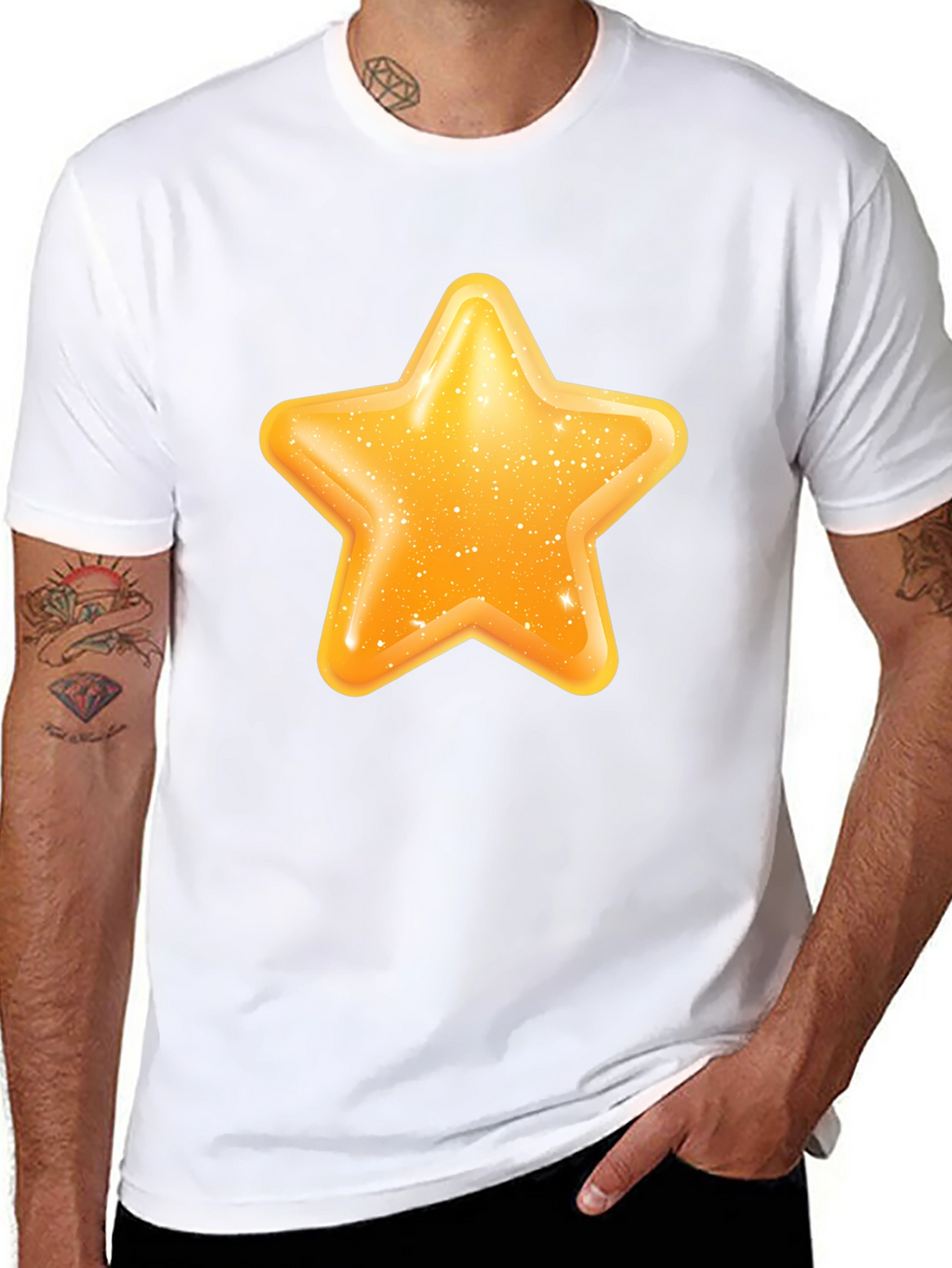 Shiny Star Graphic Black T-Shirt