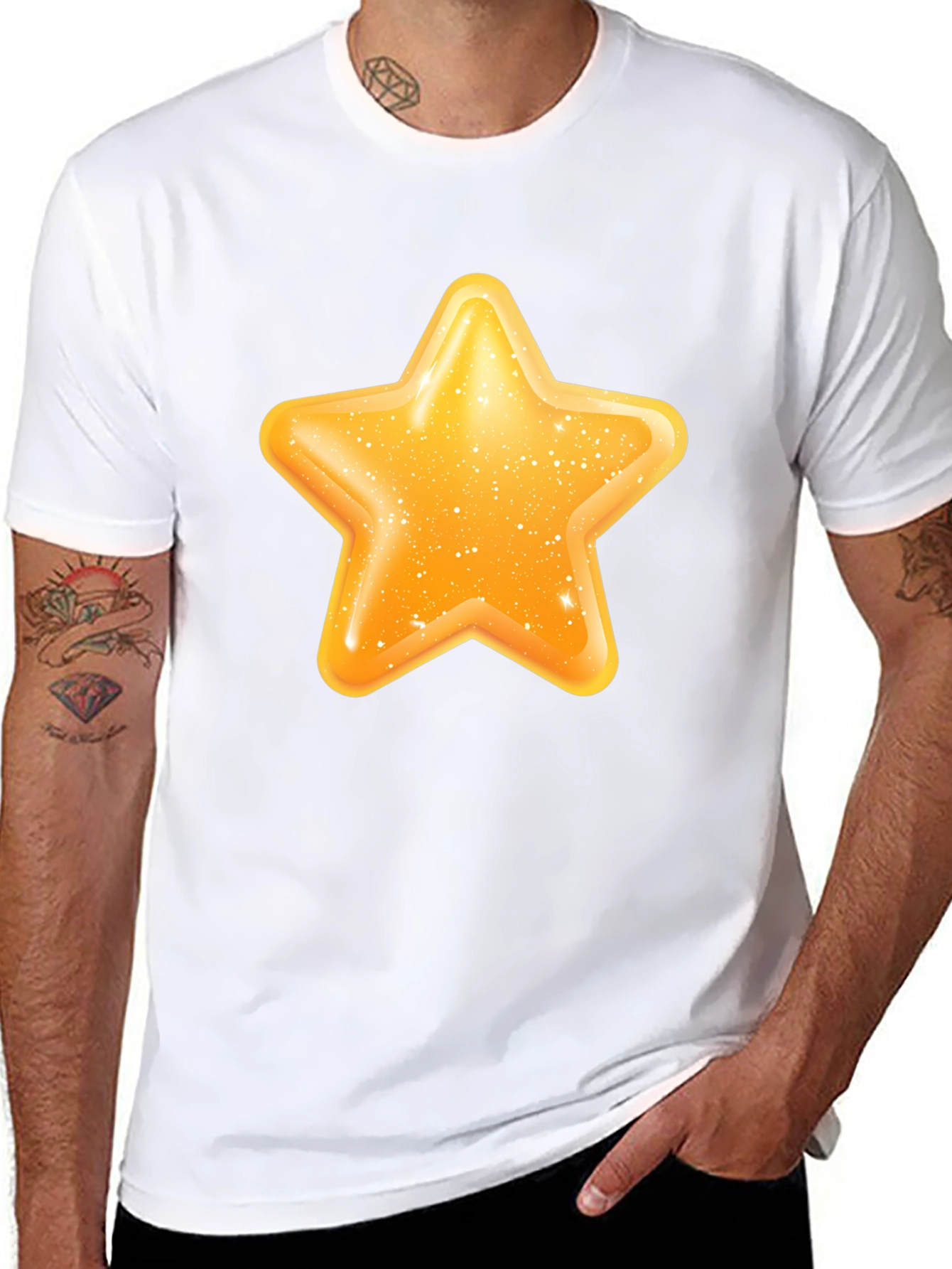 Shiny Star Graphic Black T-Shirt