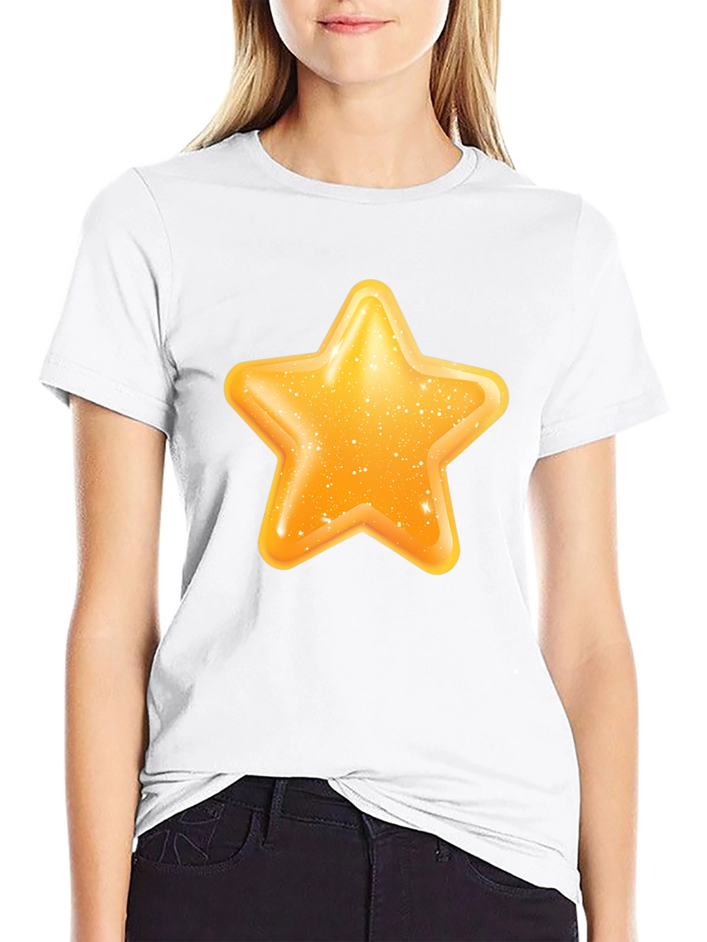 Shiny Star Graphic Black T-Shirt