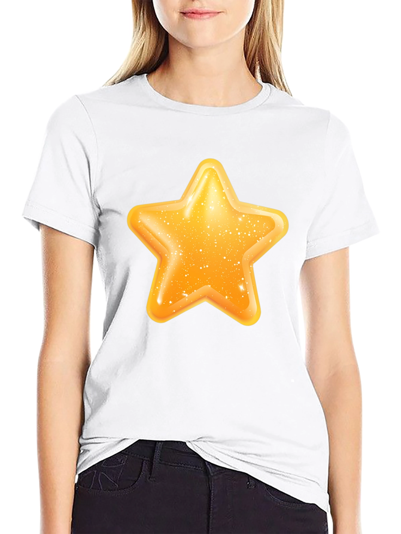 Shiny Star Graphic Black T-Shirt