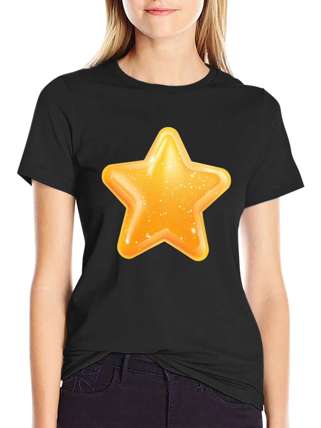 Shiny Star Graphic Black T-Shirt