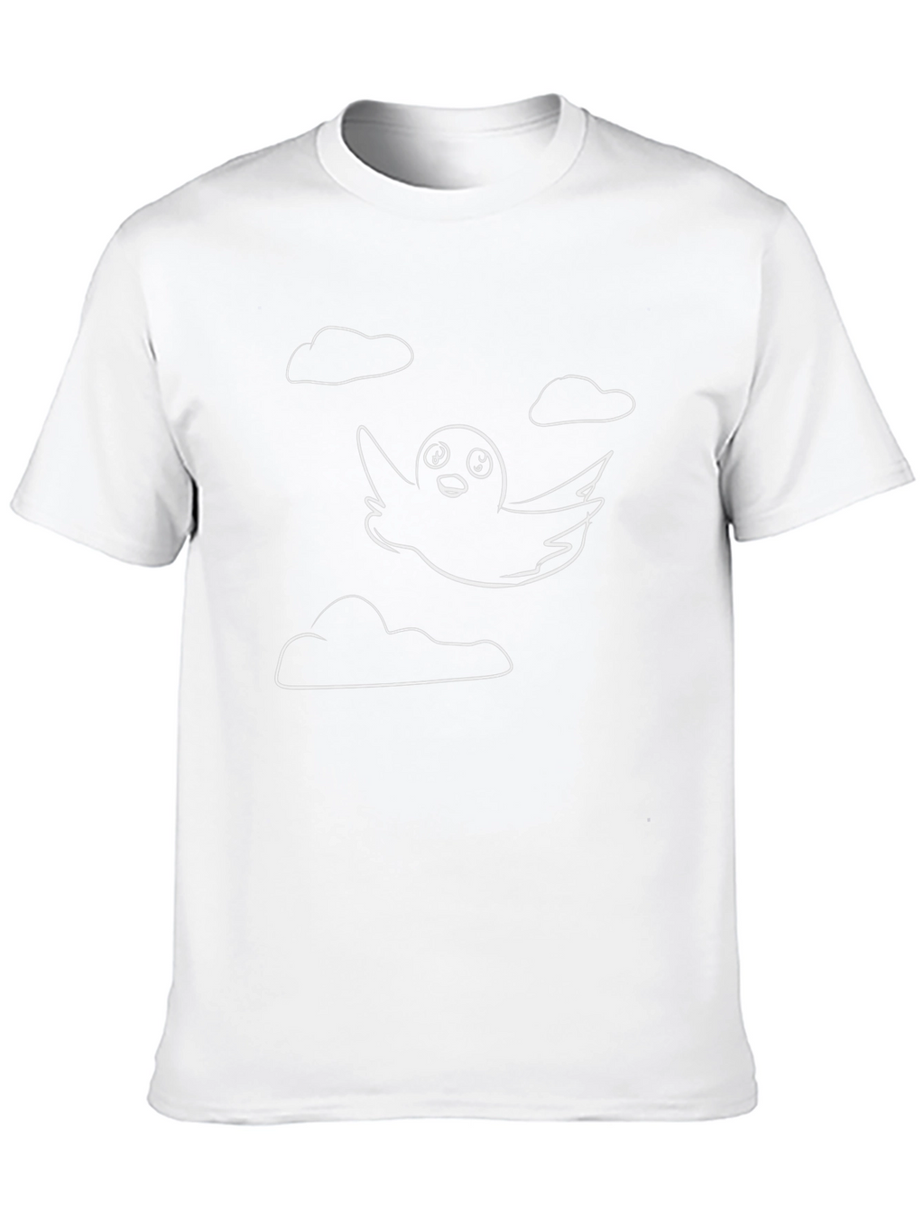 Whimsical Cloud & Bird Graphic Tee - Black