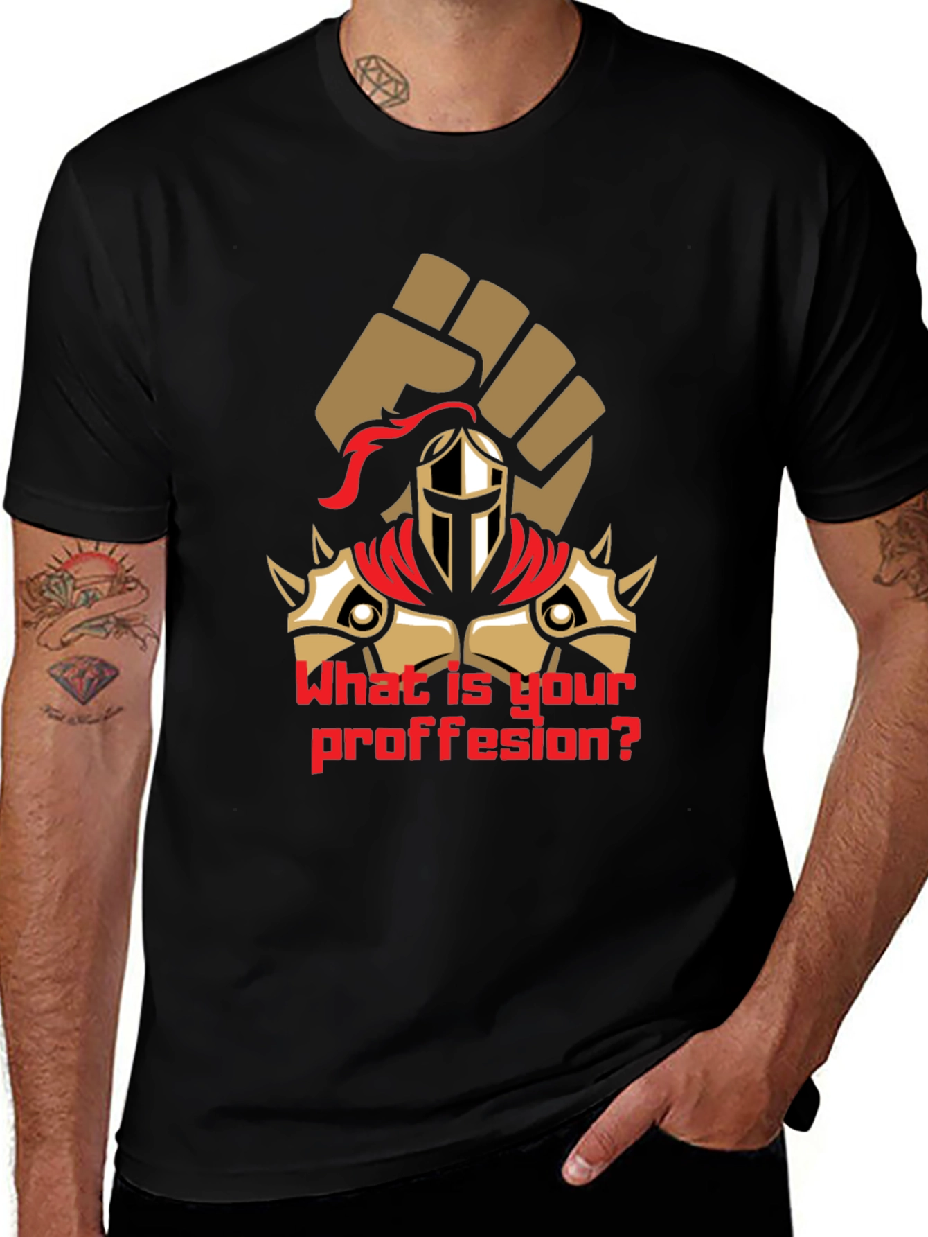 What is Your Profession Black T-Shirt Graphic Tee