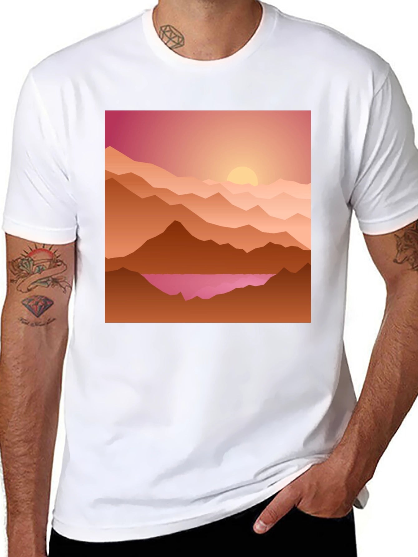 Sunset Mountain Graphic Tee - Casual Style