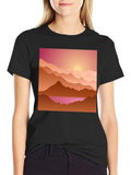 Sunset Mountain Graphic Tee - Casual Style