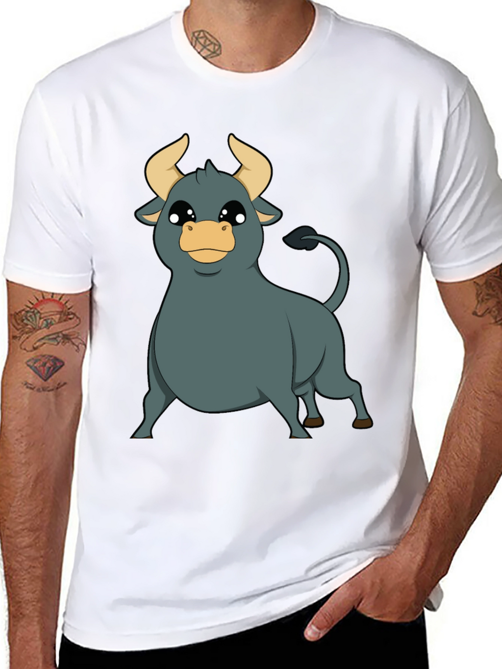 Cartoon Bull T-Shirt - Black Graphic Tee