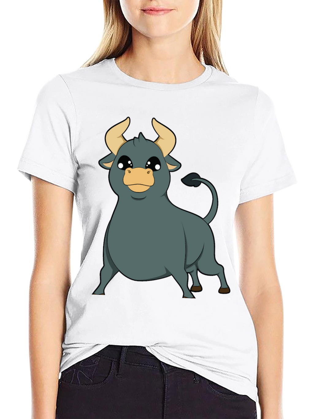 Cartoon Bull T-Shirt - Black Graphic Tee