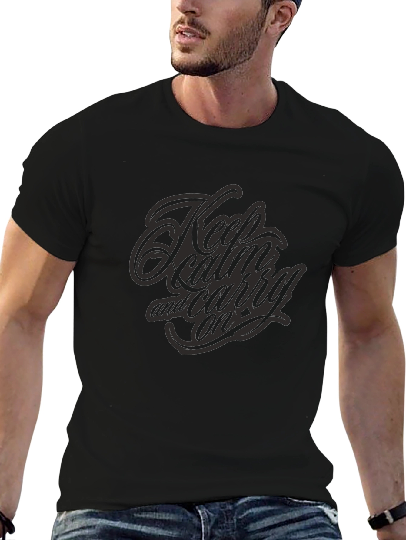 Keep Calm and Carry On Black T-Shirt