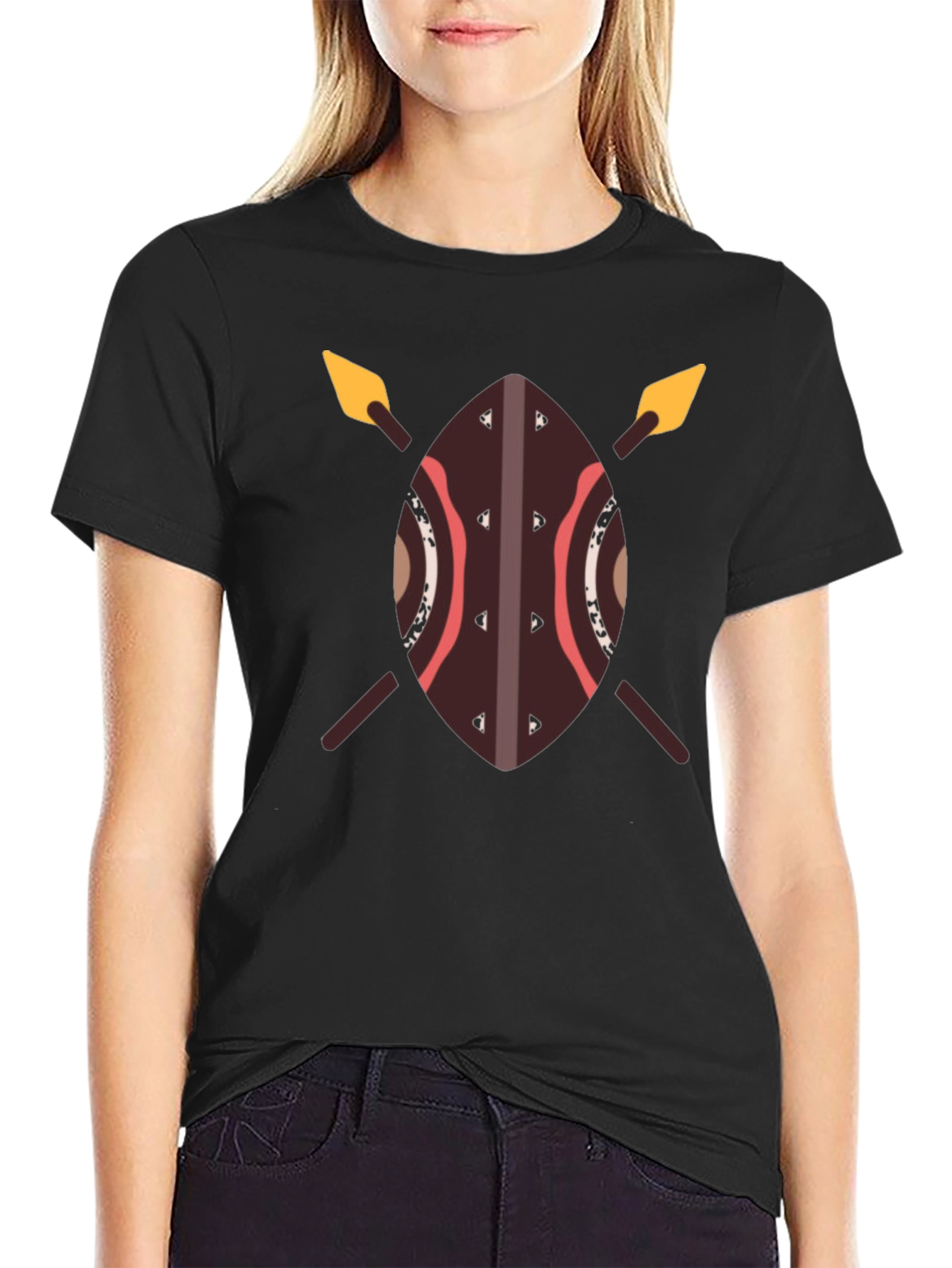 African Shield Spear T-Shirt - Warrior Design Tee