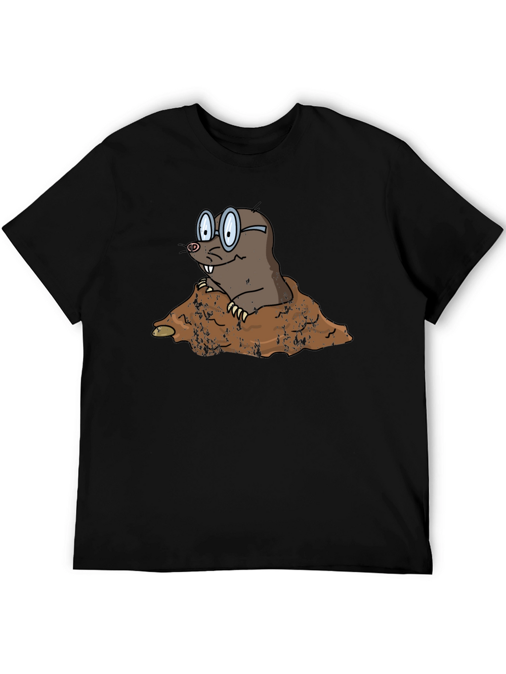 Mole Cartoon Graphic Black T-Shirt